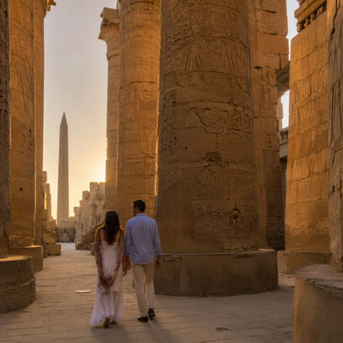 Karnak Temple during an Egypt honeymoon Nile cruise