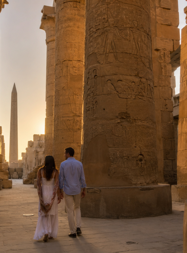 Karnak Temple during an Egypt honeymoon Nile cruise