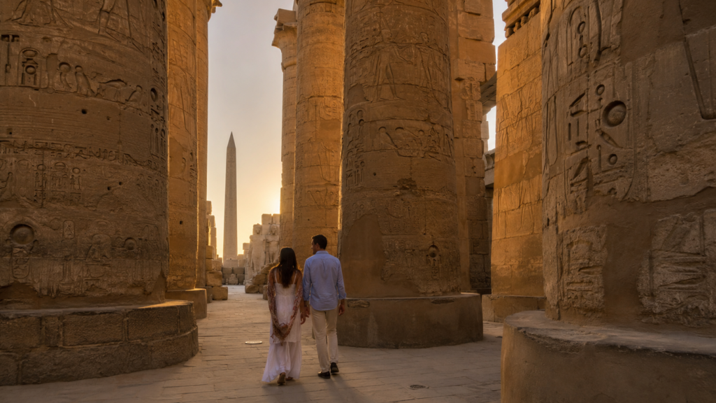 Karnak Temple during an Egypt honeymoon Nile cruise