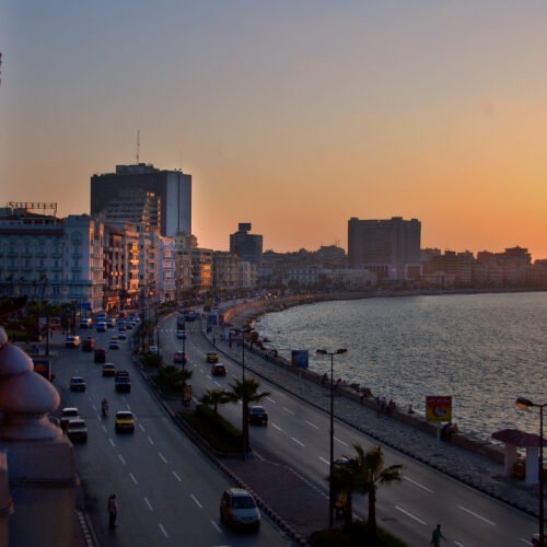 Alexandria waterfront on the Mediterranean Sea