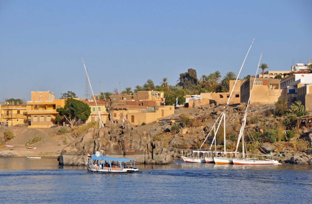 Nile River landscape in Aswan, Egypt