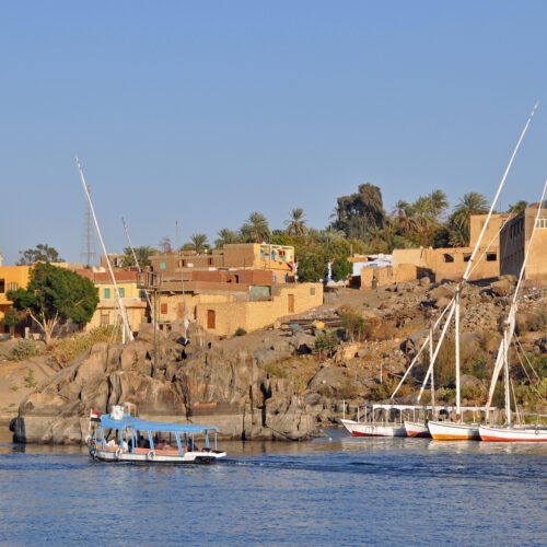 Nile River landscape in Aswan, Egypt