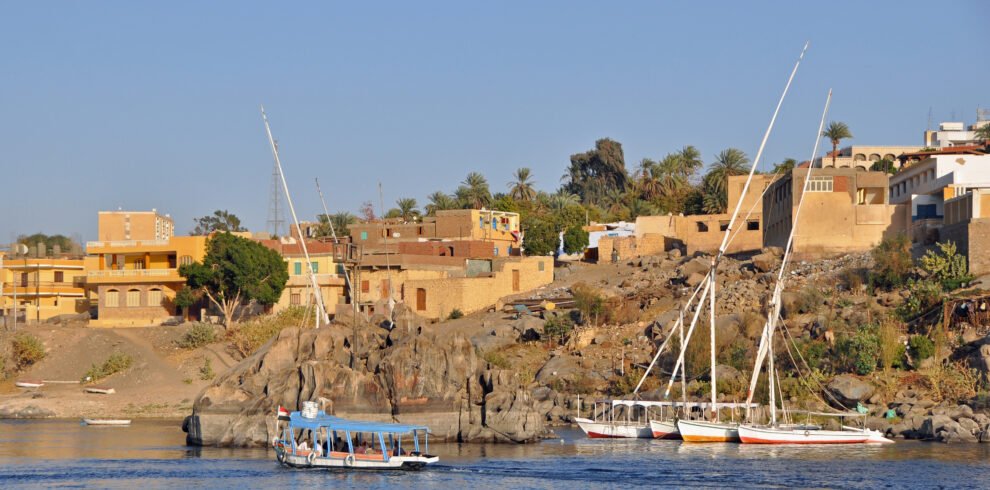 Nile River landscape in Aswan, Egypt