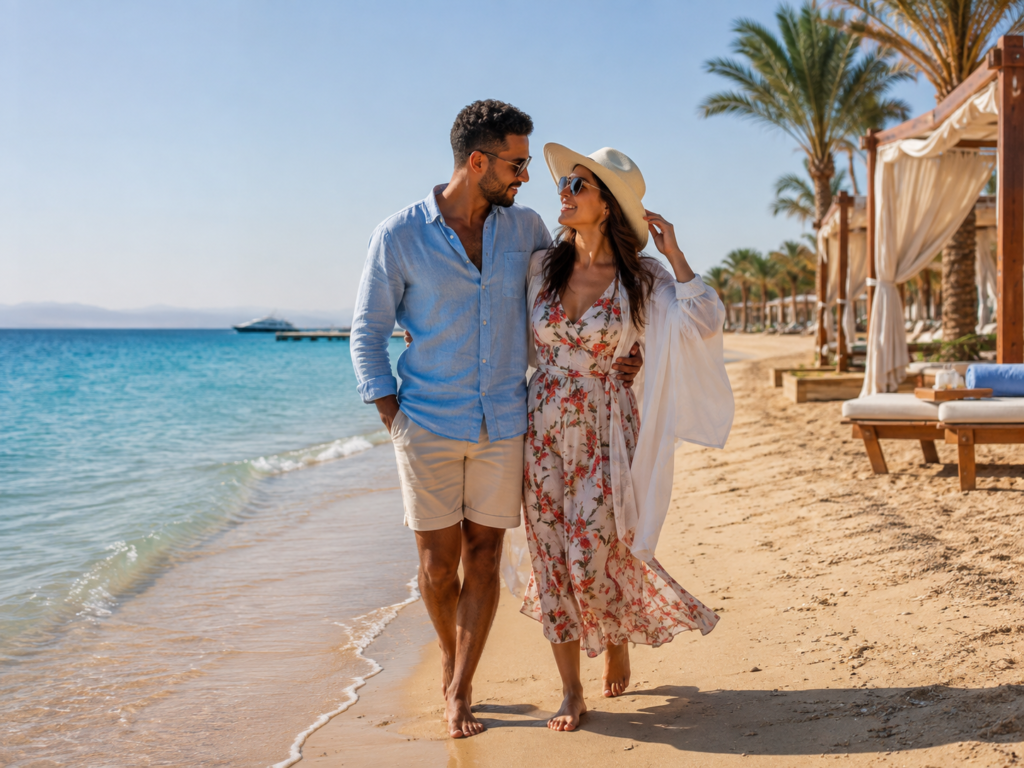 Hurghada Red Sea beach during an Egypt honeymoon
