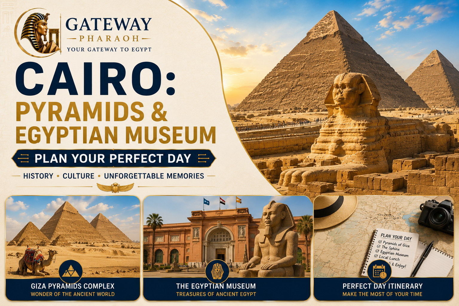 Cairo pyramids and Egyptian Museum